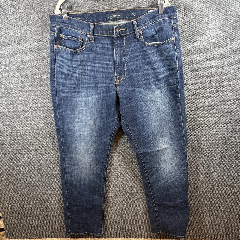 Lucky Brand 410 Athletic Slim "Lucky You" Jeans Size 36x30 Distressed Blue